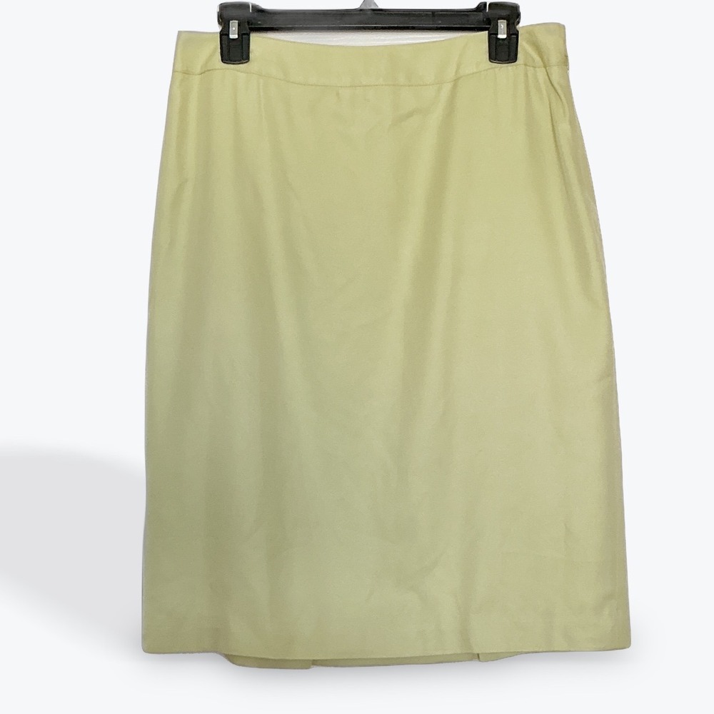 Linda Allard Ellen Tracy Silk Wool Blend Pencil Skirt Pale Lime Green Size 12